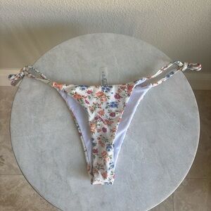 SHEIN Floral Tie-Side Bikini Bottoms - White and Multicolor